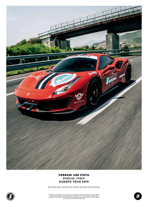 
            
                Load image into Gallery viewer, SIX2SIX Europe Tour Ferrari 488 Pista Poster
            
        